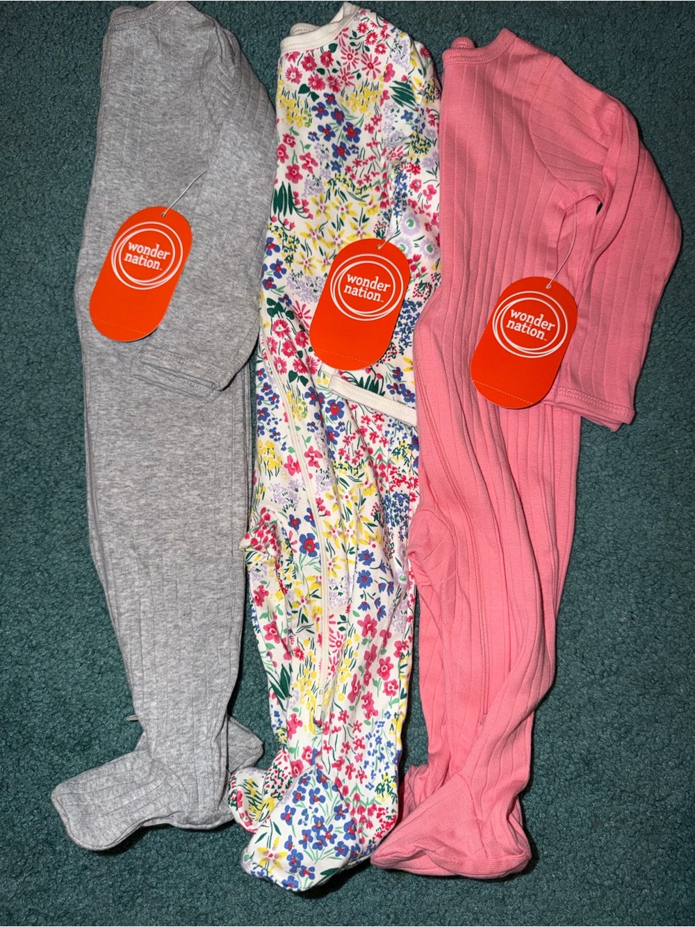 Wonder Nation 3-6 Month Girls Footed Pajamas Bundle!